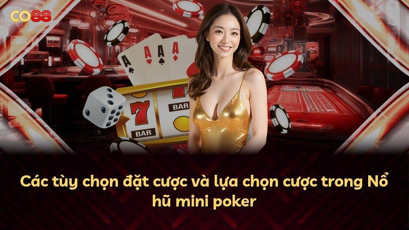 Các tùy chọn đặt cược và lựa chọn cược trong Nổ hũ mini poker